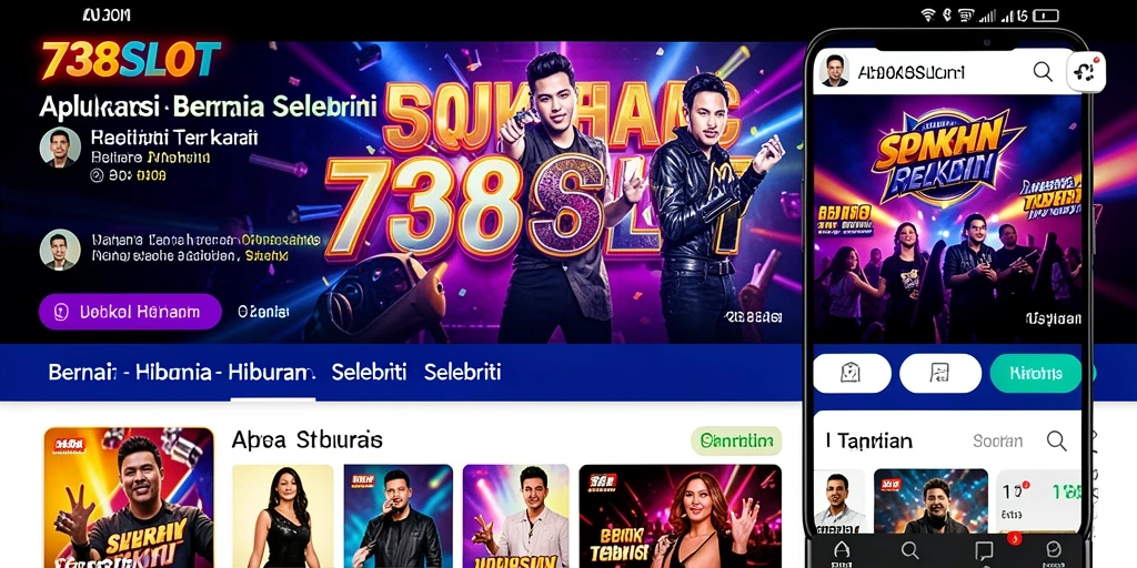 Tampilan antarmuka 738SLOT menampilkan berita selebriti terkini dengan desain yang menarik.