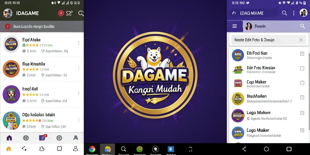 Antarmuka pengguna IDAGAME yang intuitif untuk membuat logo.
