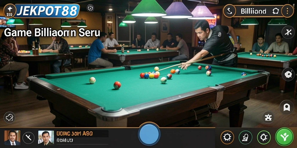 Tampilan antarmuka JEKPOT88 dengan meja billiard yang realistis.