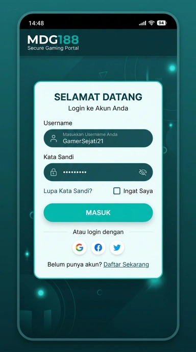 Tampilan halaman login mdg188